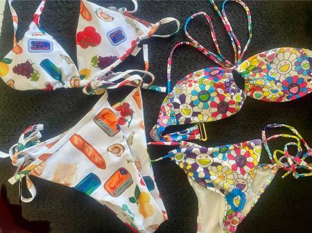 Bikini Set Damen, bunte Motive, Grösse M
