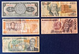 5 schöne Banknoten Mexico ab 1981