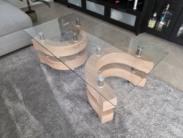 Couchtisch Glas mit 2 Hockern