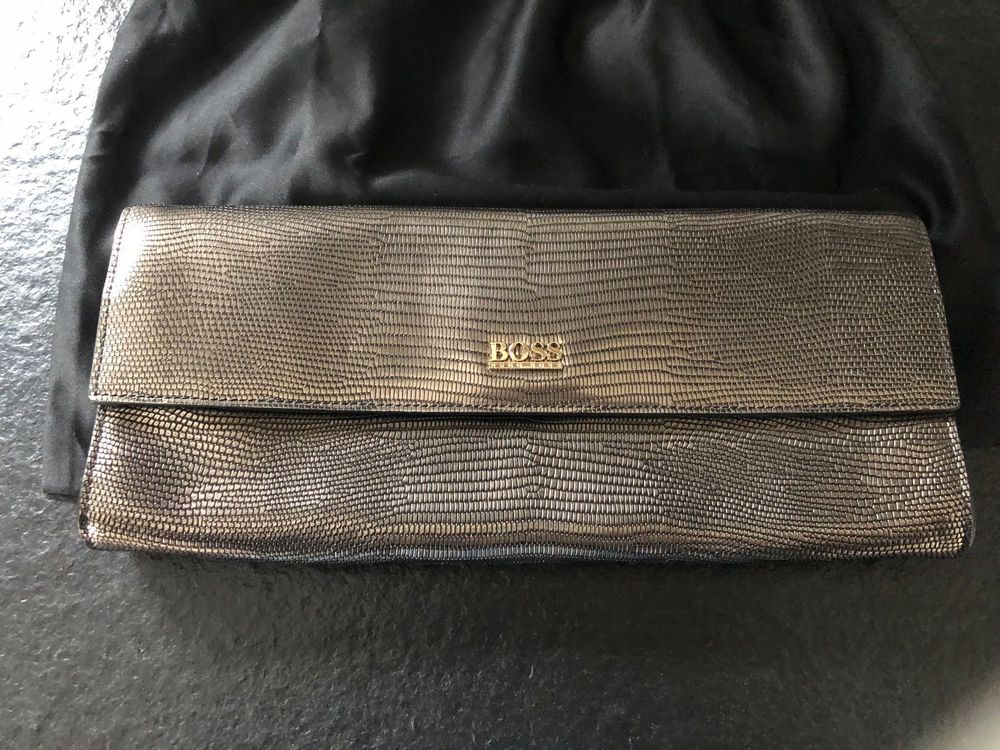 LUXUS Clutch Hugo Boss gold bronze passt zu jedem Outfit Kaufen auf