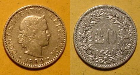 Tutti le monete: 20 Rappen 1899 – Usato da Allschwil venduto da Coinfreak