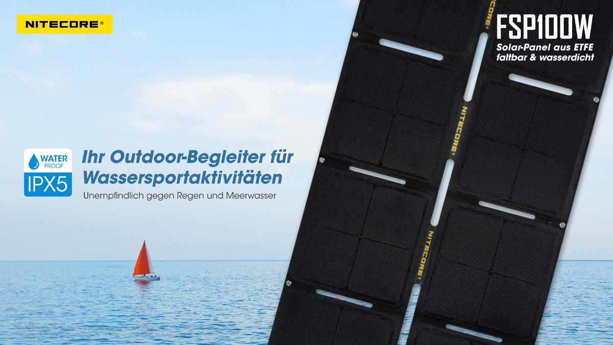 Dispositivi a energia solare: NITECORE Solar Panel FSP100W - wasserfest – Nuovo e nell'imballaggio originale da Grüningen venduto da Prolumin 1