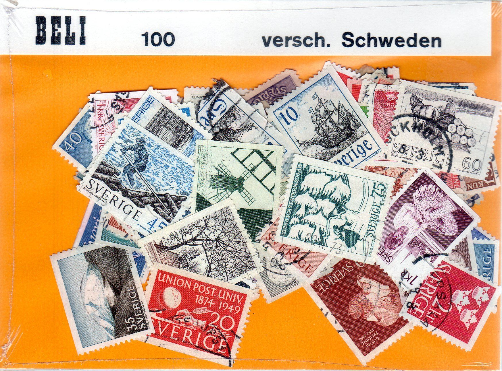 Tutti i francobolli: 100 VERSCHIEDENE BRIEFMARKEN SCHWEDEN - SP27 – Usato da Losone venduto da EM2019