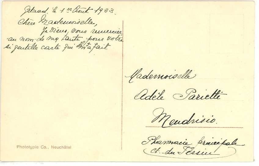 Cartoline postali: Gstaad mit Hornfluh 1923 – Usato da Dallenwil venduto da montem63 1