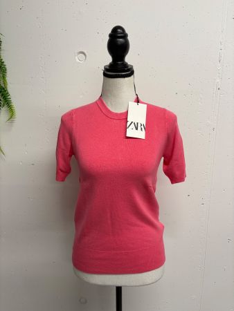 Neues Zara T-Shirt pink Gr. S Viskose Pullover kurzarm