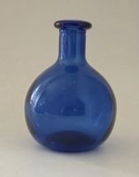 Petit Vase Soliflore Boule en Verre Bleu Cobalt Vintage 10cm