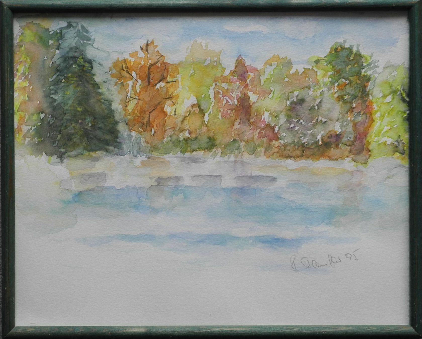 Dipinti: Spätsommerliche Teichlandschaft signiert – Usato da Wünnewil venduto da FineArt-NicePrice