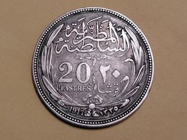 Ägypten 20 Piastres "Sultan Hussein Kamil" 1917 Silber