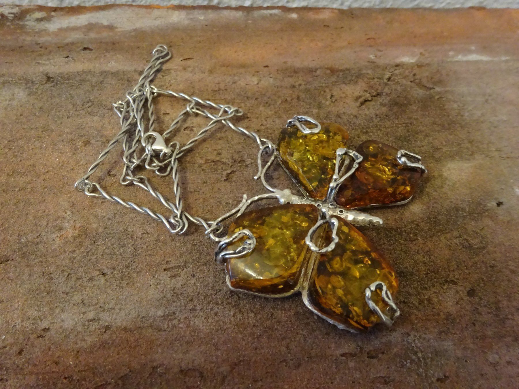 Catenine: Kette Schmetterling Bernstein / 925 S – Usato da Esslingen venduto da FetteSchnecke 2