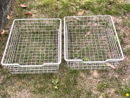 2 Corbeilles Komplement en filet métallique beige