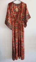 90% silk orange paisley kaftan dress Kleid ETRO style NEW