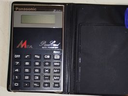 Vintage Panasonic Meta Card Rechner mit Etui.(em21)