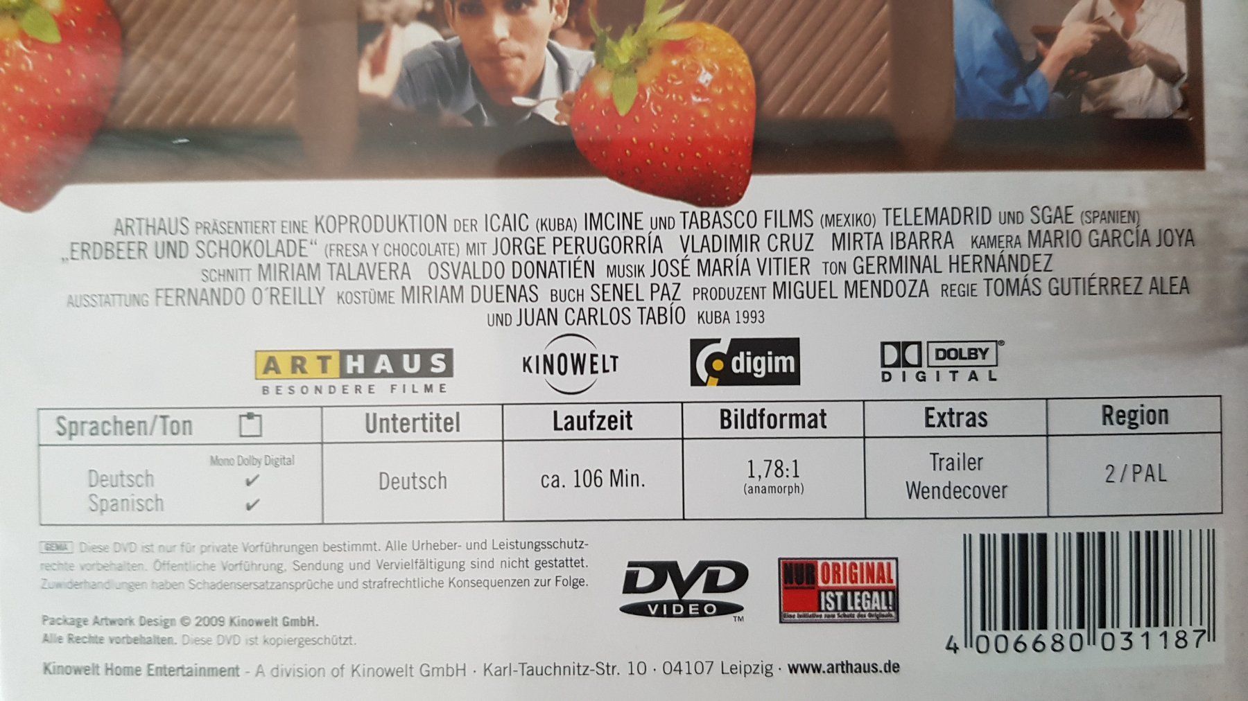 Alle DVDs: DVD Erdbeer & Schokolade – Gebraucht aus Oetwil am See von fineli2 1