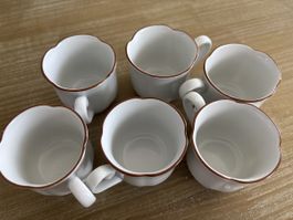 6 Porzellan Kaffeetassen , weiss porzelan Langenthal