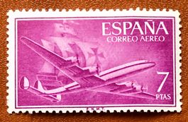 Briefmarken aus Spanien Caravelle von Columbus und Flugzeug
