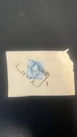 Briefmarke Helvetia 25 Rappen blau auf Papierstück