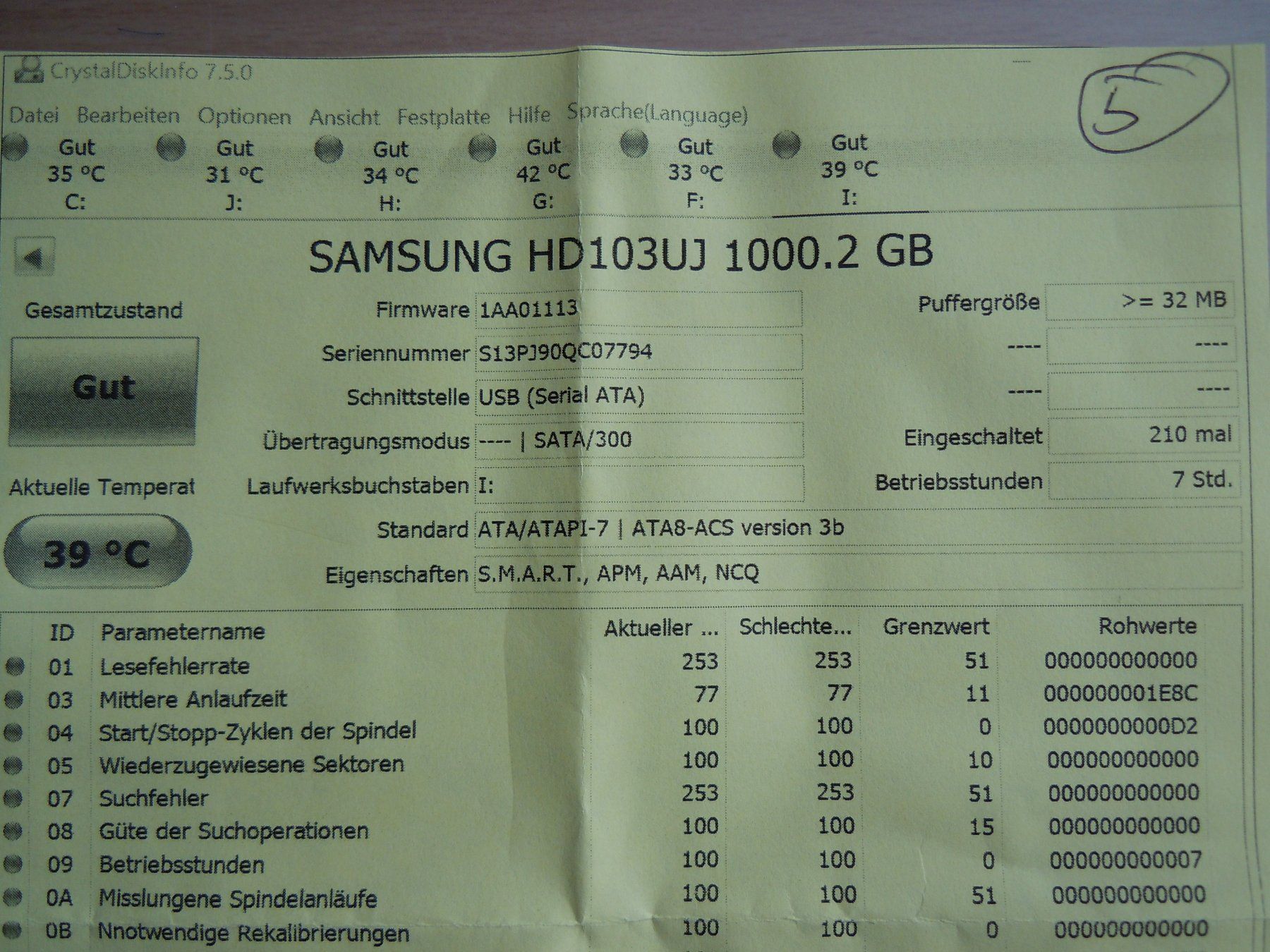 Samsung Dischi rigidi: Samsung HD103UJ  1 TB – Usato da Luzern venduto da Baumli1 3