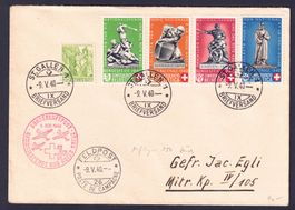 1940, Rotkreuzflug St. Gallen Feldpost 26, selten