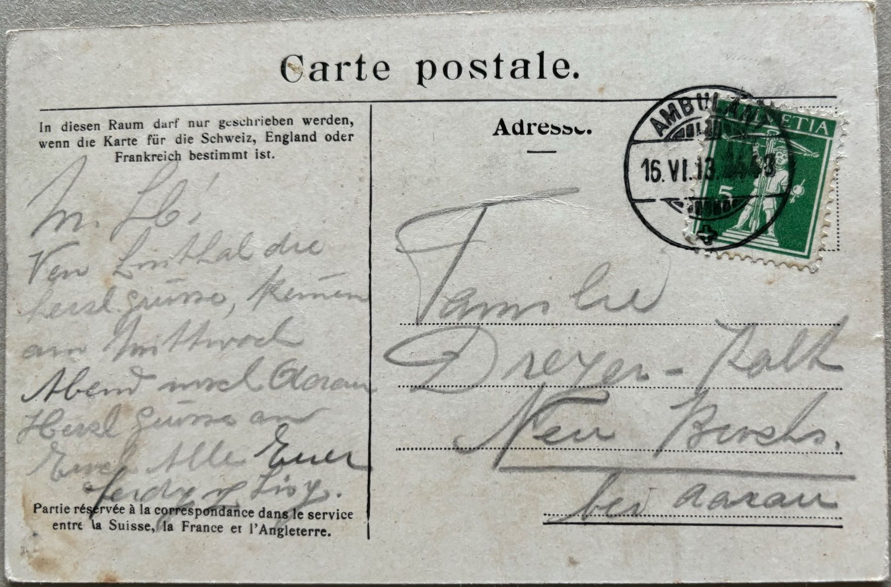 Cartoline postali: Klausenstrasse, Pferdekutsche, Bahnpost – Usato da Frauenfeld venduto da Merk52 1