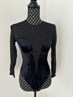 Vintage Body Samt & Mesh Schwarz Grösse S (36), 80er