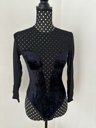 Vintage Body Samt & Mesh Schwarz Grösse S (36), 80er