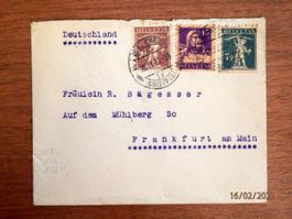Mischfrankatur von Nidau nach Frankfurt