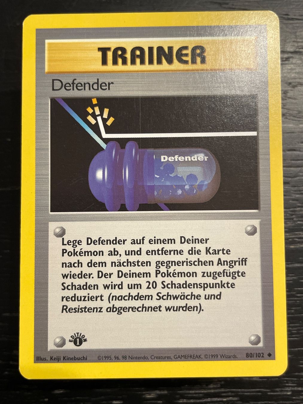 Pokémon Sammelbilder & Trading cards: Defender 80/102 1. Edition Pokemon Trainer Base – Gebraucht aus Hugelshofen von Suimosa