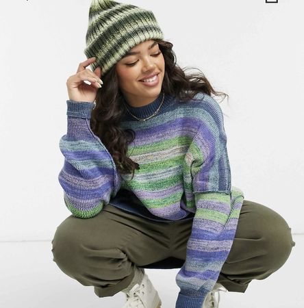 Pull en maille rayé multicolore free people
