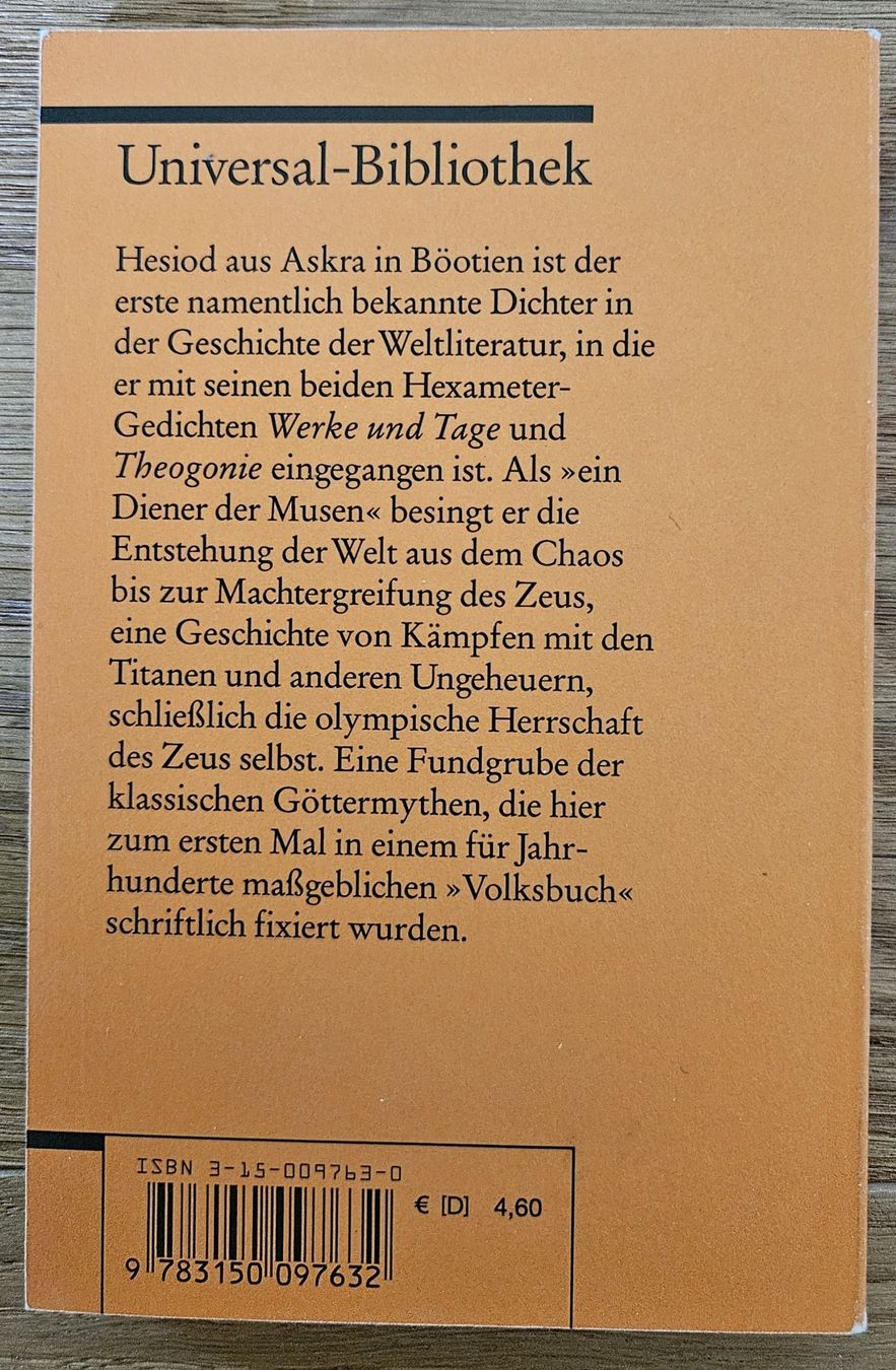 Libri: Hesiod: Theogonie – Usato da Schaffhausen venduto da asyouwestley 2