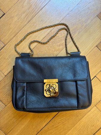 Chloe Elsie Black Chain Strap Crossbody Shoulder Camera Bag