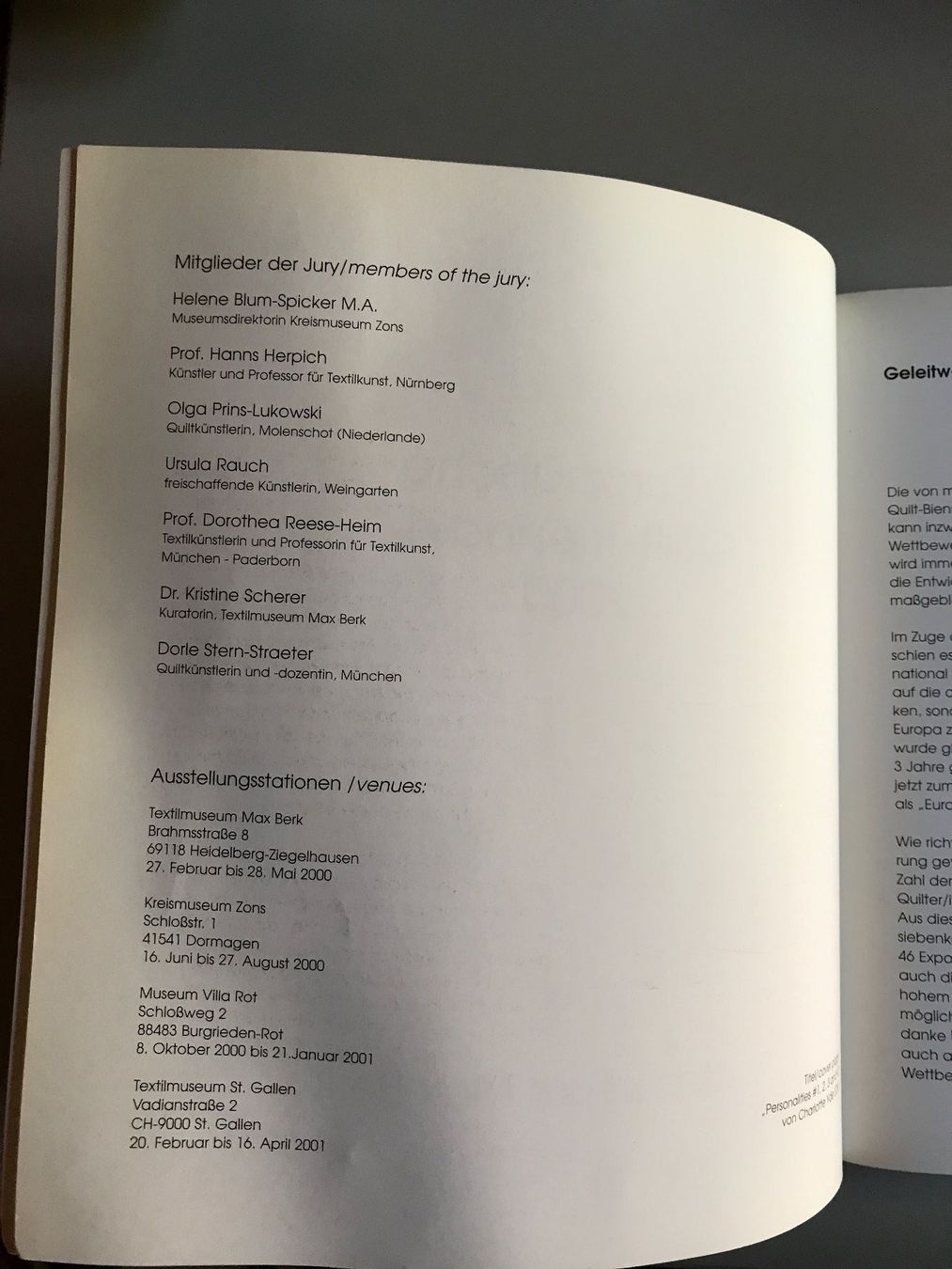 Bücher: 1. Europ. Quilt-Triennale 2000 – Gebraucht aus Abtwil SG von Yazu02 2