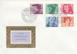 1969 Portraitmarken FDC Zwingli General Guisan Borromoni++