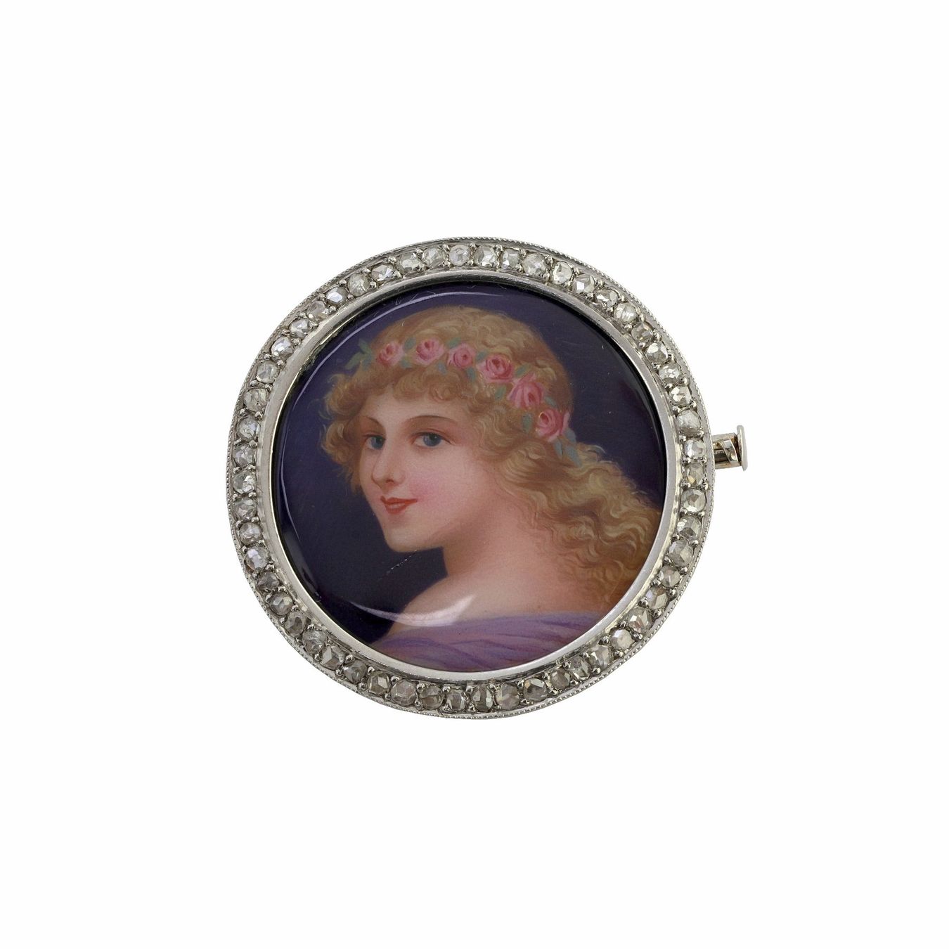 Spille & Fermagli: Antike Diamant Emaille Brosche – Usato da Zürich venduto da Vintage-Jewellery