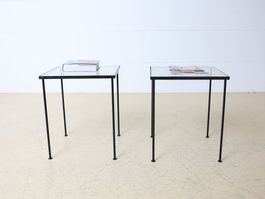 Beistelltisch-Set Mid-Century | Schwarz Glas | Vintage
