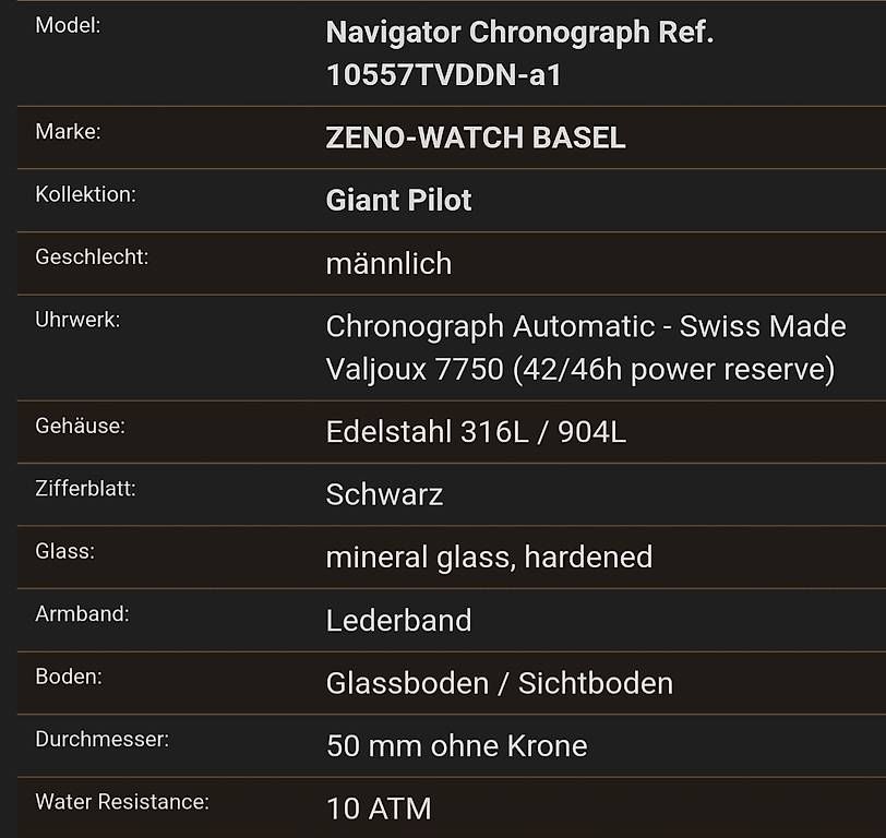 Orologi: ZENO-WATCH BASEL Giant Pilot Navigator Chronograph – Usato da Matzingen venduto da panda98 2