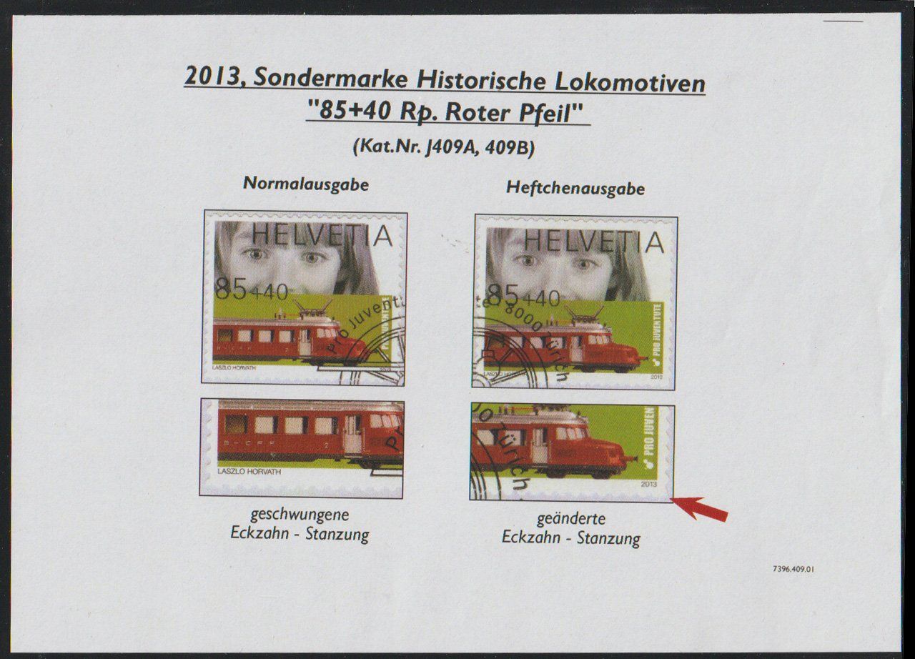 Tous les timbres: 2013 Abart 85 Rp. Roter Pfeil changé estampille – D'occasion à Crans-Montana par kira56 1