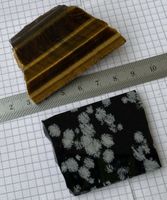 Schönes Stück Schneeflockenobsidian und Tigerauge 