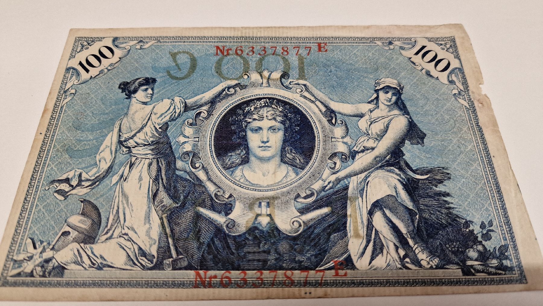 Banknoten: Reichsbanknote Ein Hundert Mark 1908 E – Gebraucht aus Herisau von Antiques.AR 1