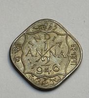 Pièce de collection historique 1/2 Anna 1946 Inde George VI 