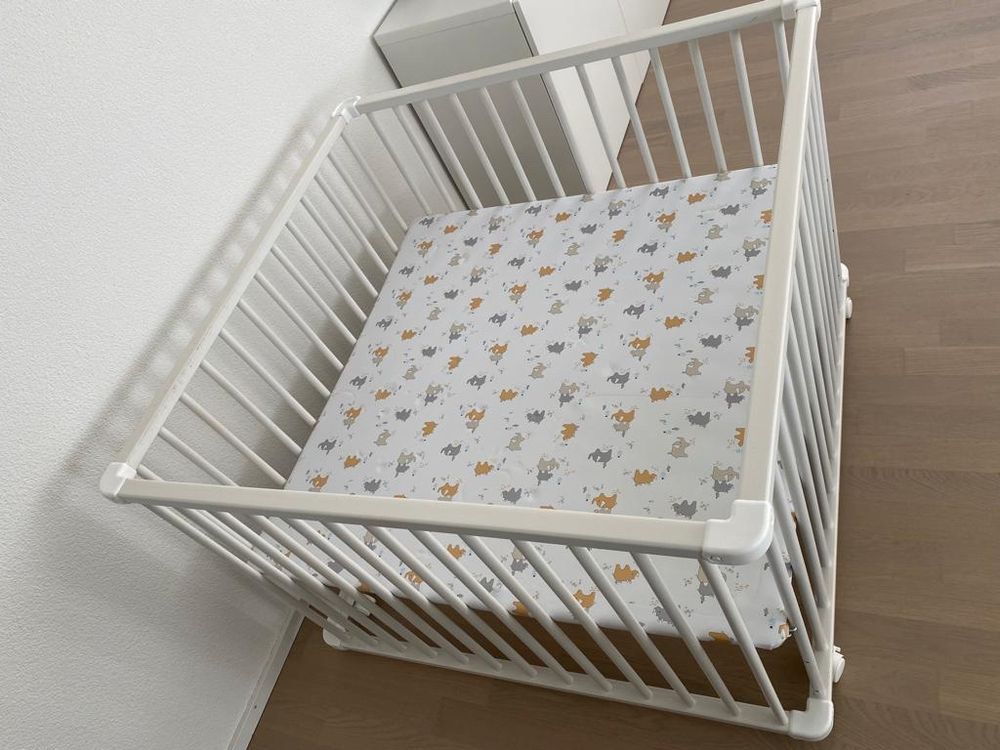 GYCS Laufstall Baby 120x120cm - Atmungsaktiver Spielstall Mit Netz