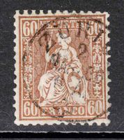 1862 Sitzende Helvetia 60Rp. Nr.35, sauber gestempelt