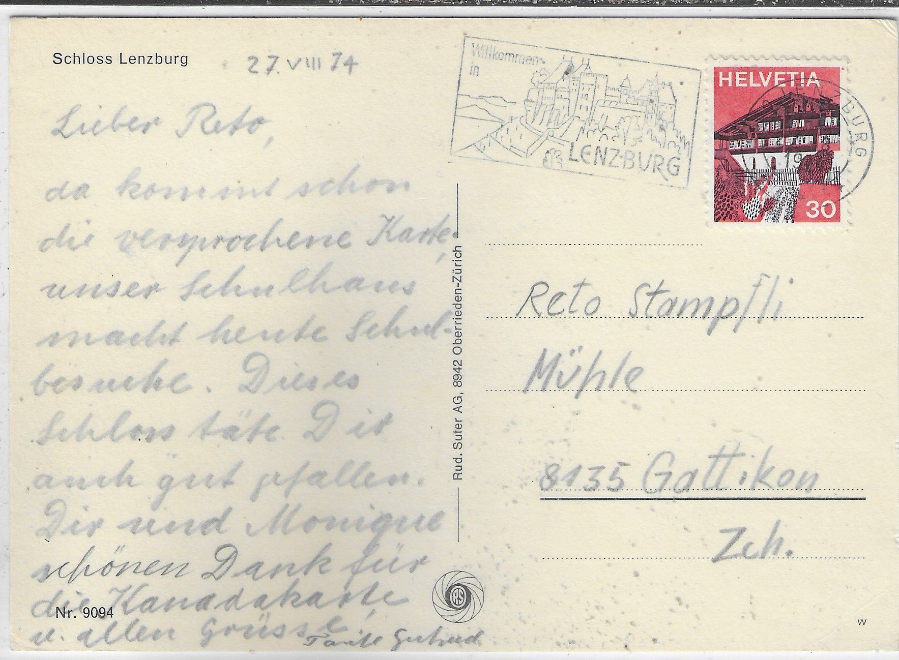 Cartoline postali: Schloss Lenzburg im Sommer – Usato da Ettingen venduto da Kartenplanet 1