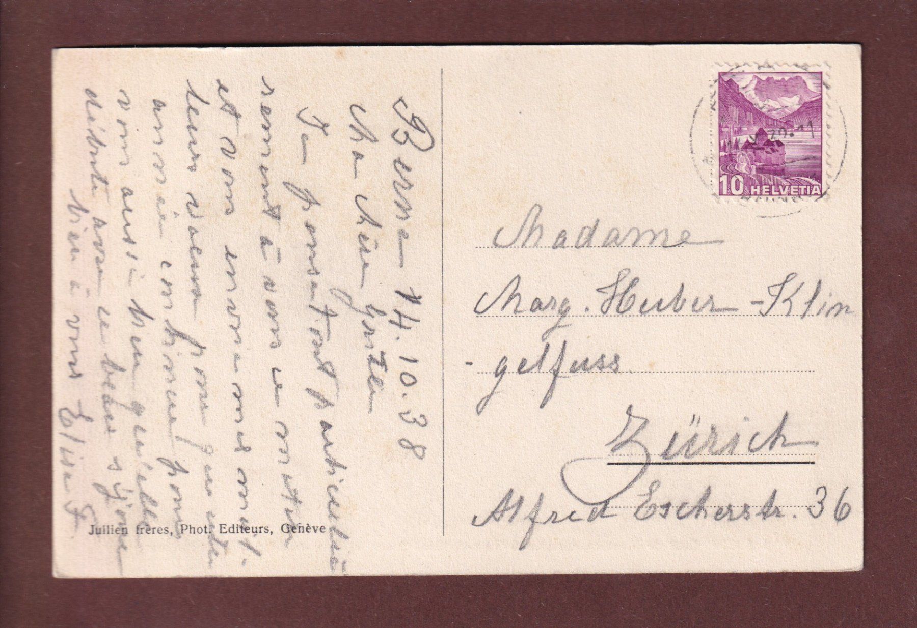 Cartoline postali: VILLARS - Dents du Midi - 1938 – Usato da Pully venduto da nicecards 1