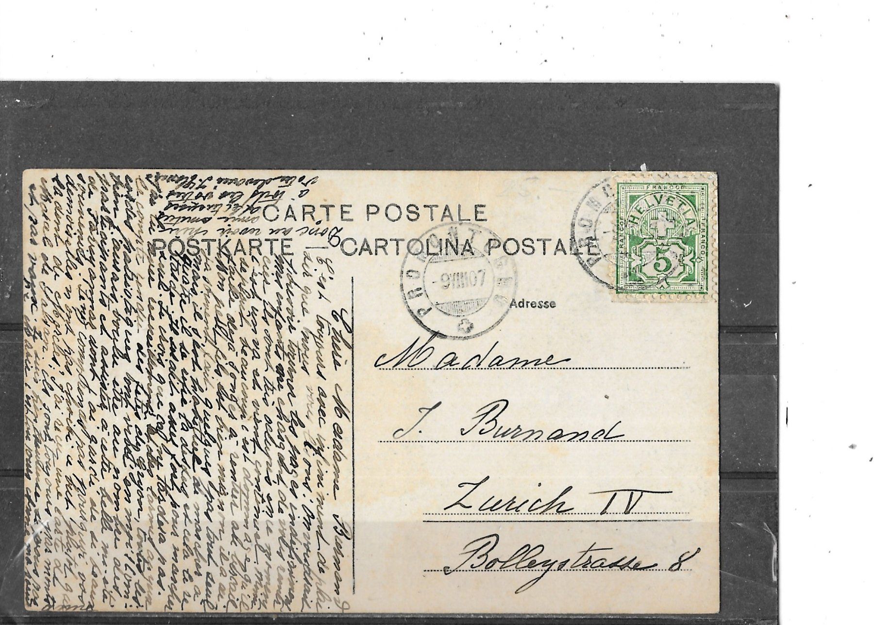 Ansichtskarten: GR Strada postale presso Castelmuro 1917 mit Postkutsche – Gebraucht aus Schocherswil von Wilare 1