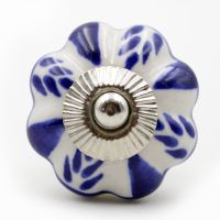 Möbelknopf Möbelknöpfe Griff Keramik Weiß Blau Keramik 0200