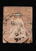 1x CH 1854-1862 Strubel 5 Rp. Braun gestempelt