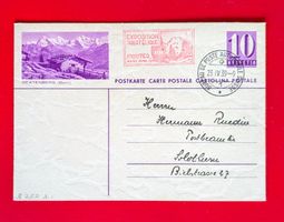 GANZSACHE BILDPOSTKARTE BEATENBERG SOST. MOUTIER JURA 1939