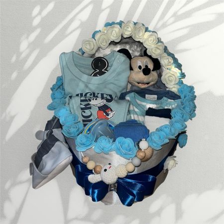 Baby Geschenkkorb Mickey Mouse Set blau neuwertig