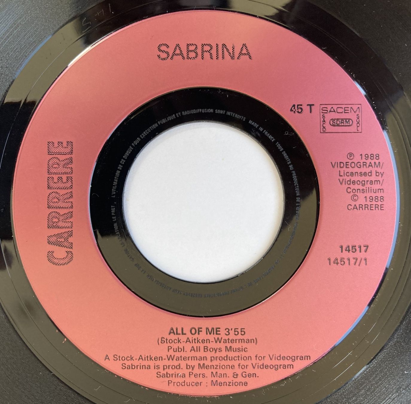 Dischi in vinile: SABRINA - ALL OF ME – Usato da Bottens venduto da hotter-than-hell 2