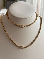 Luxus Elegante Edelsthal Kette mit Armband Farbe Gold